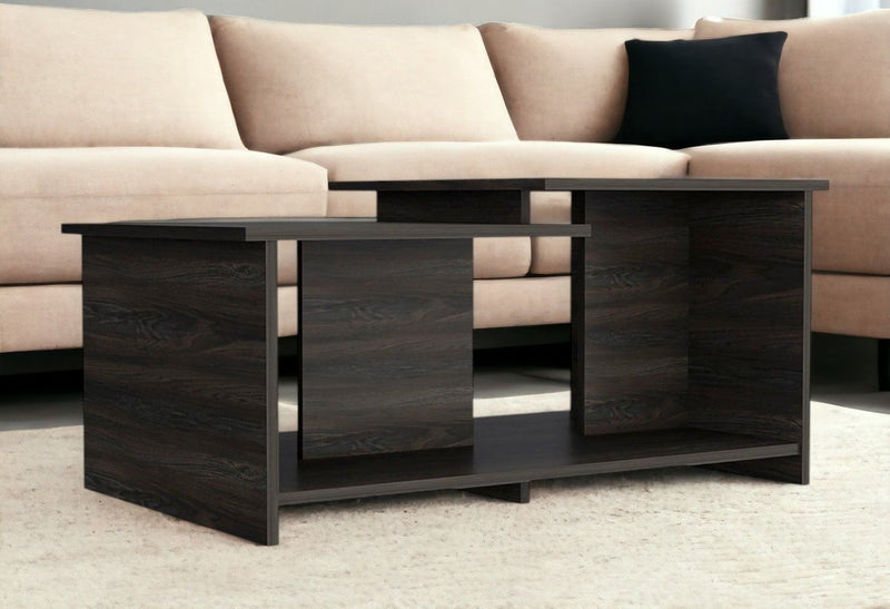 35" Wood Coffee Table With Shelf - Espresso