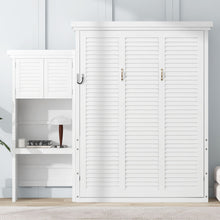 Load image into Gallery viewer, Queen Size Murphy Bed With Louvered Design And Multiple Storage Shelves - White
