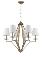 Load image into Gallery viewer, Candle Style Six Light Metal And Crystals Dimmable Chandelier With White Shades - Gold / White
