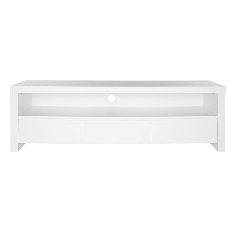 59" Enclosed Open Storage TV Stand - White
