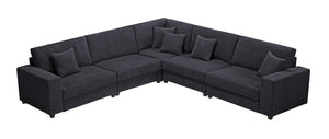 Oversized  Length117.2''*Width 117.2'' Modular Sectional Sofa Couches Set ,Corduroy Upholstered Deep Seat Comfy Sofa For Living Room,Dark Gray