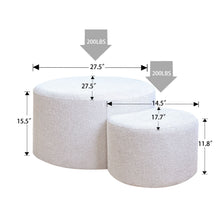Load image into Gallery viewer, Upholstered Nesting Coffee Tables, Side Table, Footrest, Ottoman &amp; Seat For Living Room Bedroom Entryway Office (Set of 2) - Beige
