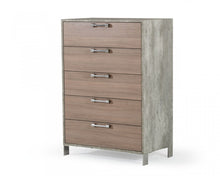 Load image into Gallery viewer, Solid Wood Five Drawer Chest - Brown Oak / Gray

