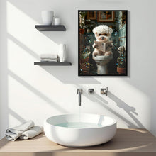 Load image into Gallery viewer, Framed Bathroom Decor, Cute Puppy Wall Art In Picture Frame, 3D Canvas Print - Indigo / White
