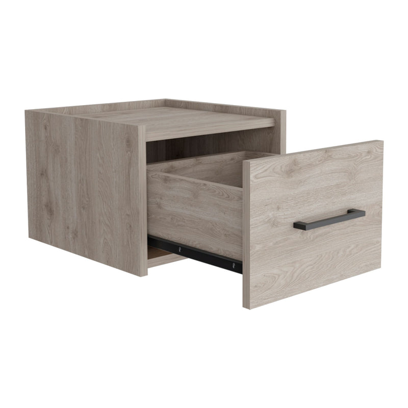Wood One Drawer Floating Nightstand - Gray