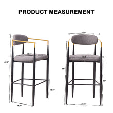 Load image into Gallery viewer, Upholstered Bar Stool With Ergonomic Design (Set of 2)
