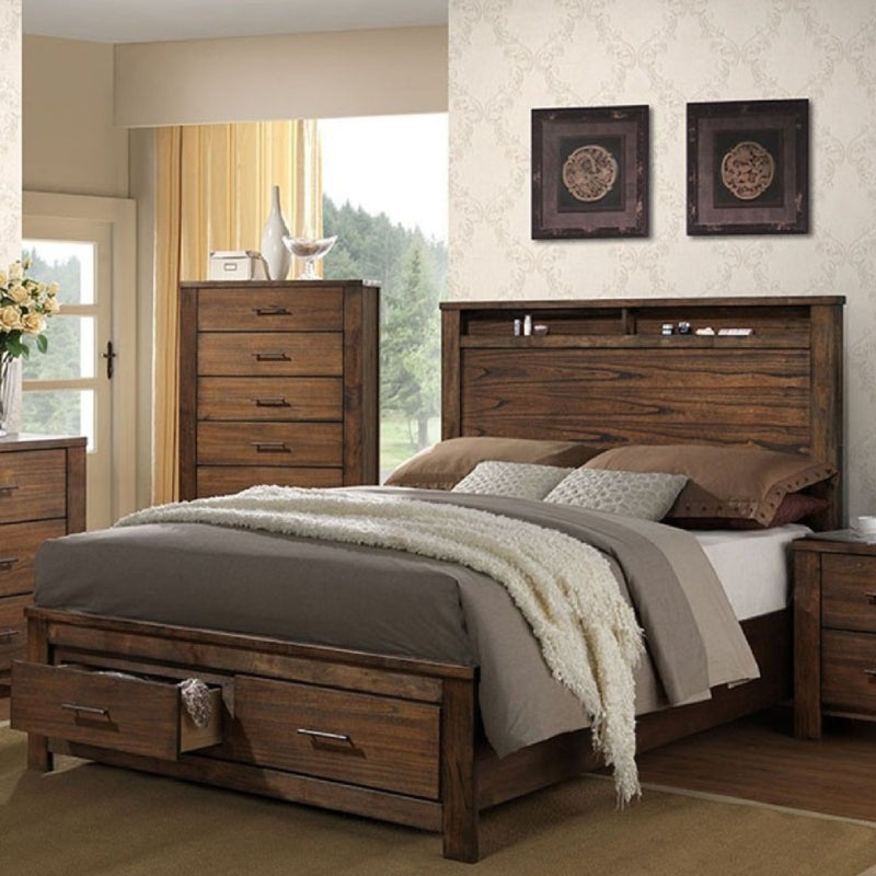 Eastern King Bed With Footboard Drawers Furniture - Oak
