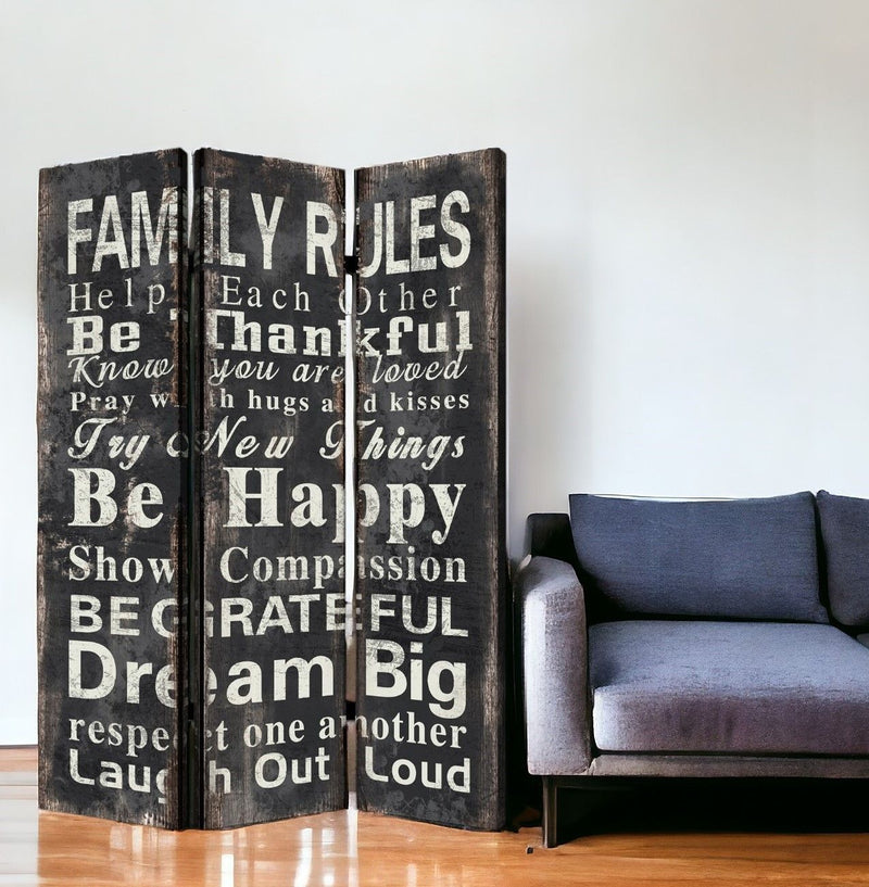 Wood Canvas Family Rule Screen - Multi Color