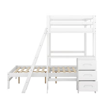 Load image into Gallery viewer, Twin over Full Bunk Bed with Built-in Desk and Three Drawers,White
