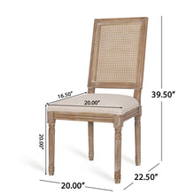 Load image into Gallery viewer, French Country Dining Chair With Rectangular Cane Backrest And Smooth Upholstered Seating
