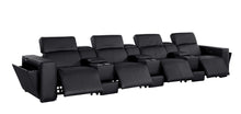 Load image into Gallery viewer, Top Grain Leather Reclining Metal USB Sofa (720420) - Black
