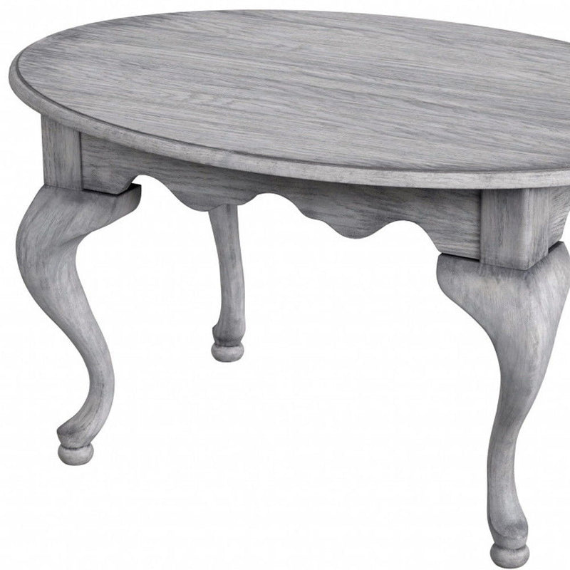 Wood Oval Distressed Coffee Table - Gray