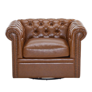 Chesterfield Style Swivel Club Chair With Button Tufted