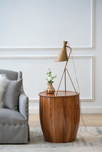 Load image into Gallery viewer, Drum Side Table With Tray Style Top - Brown
