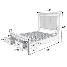 Load image into Gallery viewer, Queen Size Bed With Upholstered Headboard And Footboard Drawers - Brown
