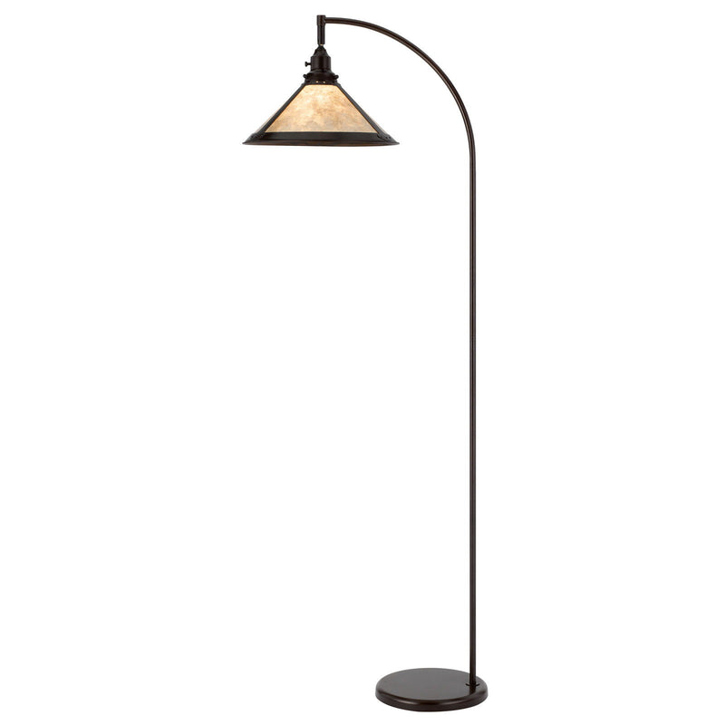 Traditional Shaped Floor Lamp With White Empire Shade - Bronze