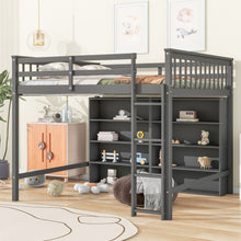 Load image into Gallery viewer, Loft Bed With 8 Open Storage Shelves And Built In Ladder

