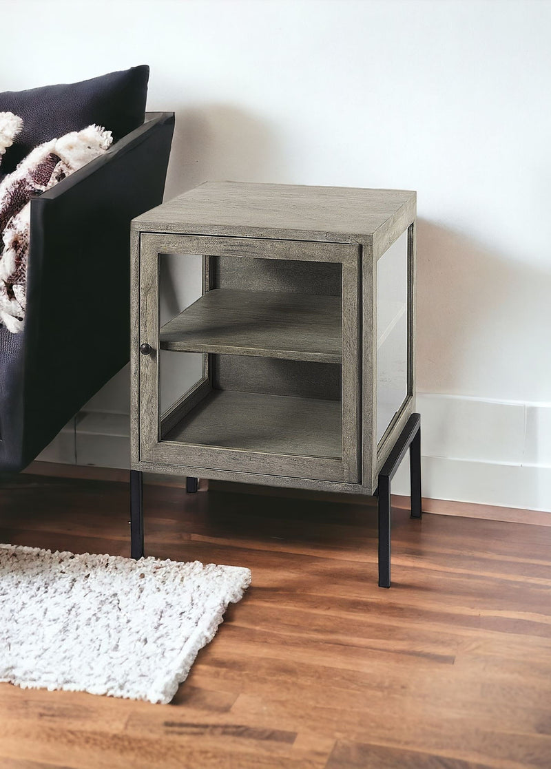 24" Solid Mango Wood Square End Table - Brown