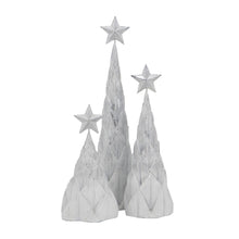 Load image into Gallery viewer, Resin / Foil Christmas Tree With Star Top (Set of 3) - White / Silver
