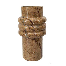 Load image into Gallery viewer, Genuine Marble Ridged Table Vase - Brown
