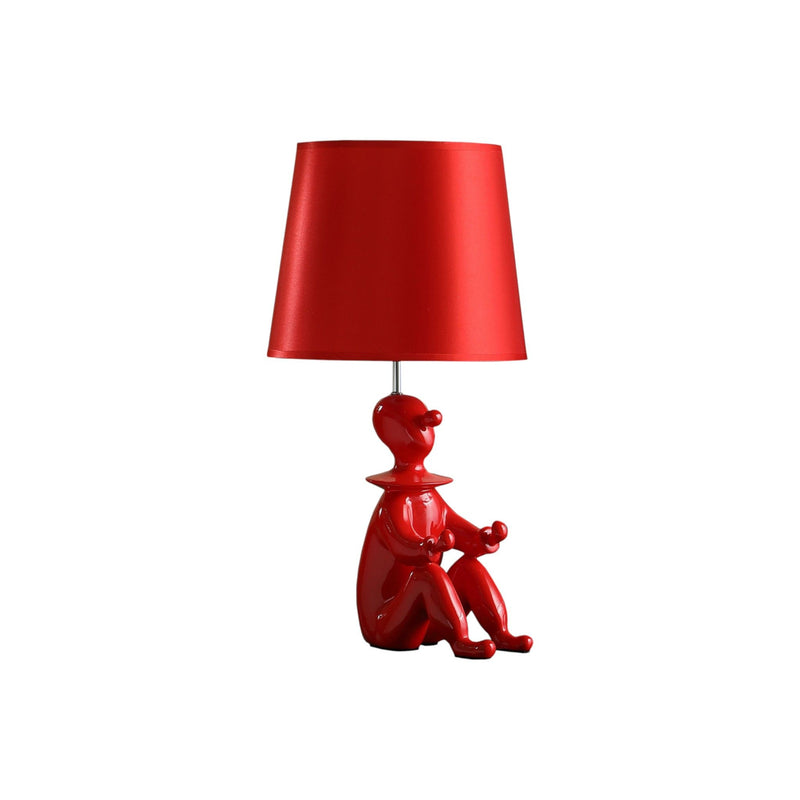 Bedside Table Lamp With Red Empire Shade - Red