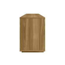 Load image into Gallery viewer, Carved Geometric Wood Enclosed Open Storage TV Stand - Oak / White
