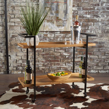 Load image into Gallery viewer, Modern Industrial Bar Cart With Shelving And Casters

