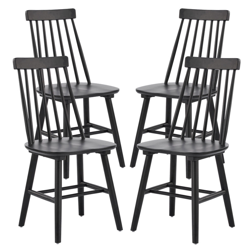 Solid Wood Windsor Back Dining Side Chairs (Set of 4) - Black