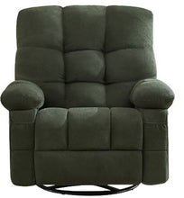 Load image into Gallery viewer, Tufted Chenille Rocker Swivel Heated Massage Manual Recliner With USB - Dark Green
