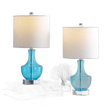 Load image into Gallery viewer, Gourd Bedside Lamps With Drum Shades (Set of 2) - Turquoise / White
