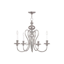 Load image into Gallery viewer, 22" Five Light Metal Dimmable Chandelier With Shades - Nickel / Pearl Silver
