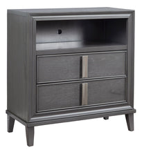 Load image into Gallery viewer, Pine Poplar Solids With Mindy And Veneer Open Shelving TV Stand - Gray
