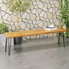 Load image into Gallery viewer, Zion - Industrial Wood And Metal Rectangular Bench With Faux Live Edge Design - Teak
