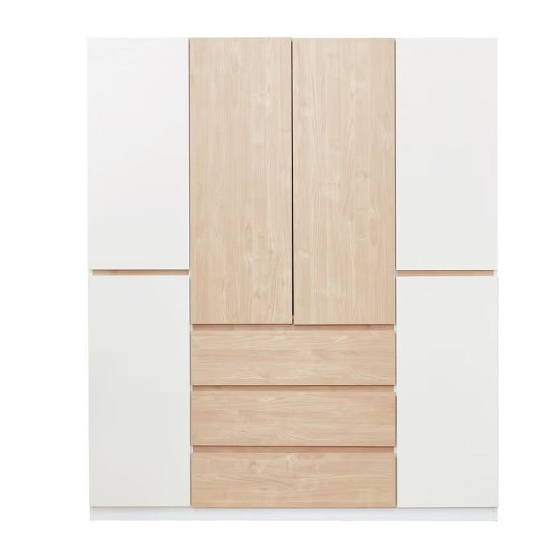 75" Six Door Three Drawer Combo Dresser - White And Natural