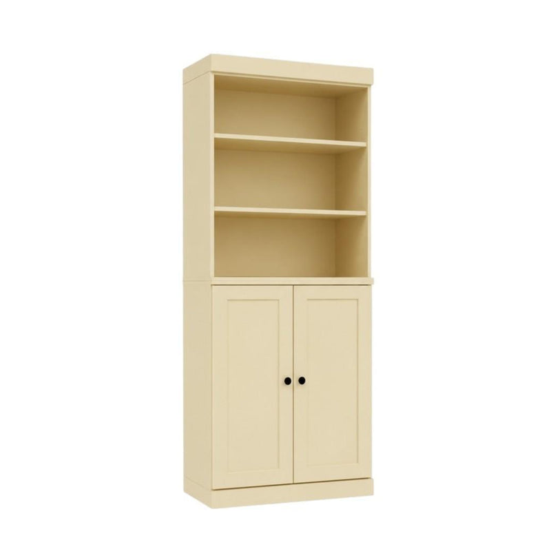 Solid Wood Adjustable Six Tier Library Bookcase With Two Doors (745623) - Yellow