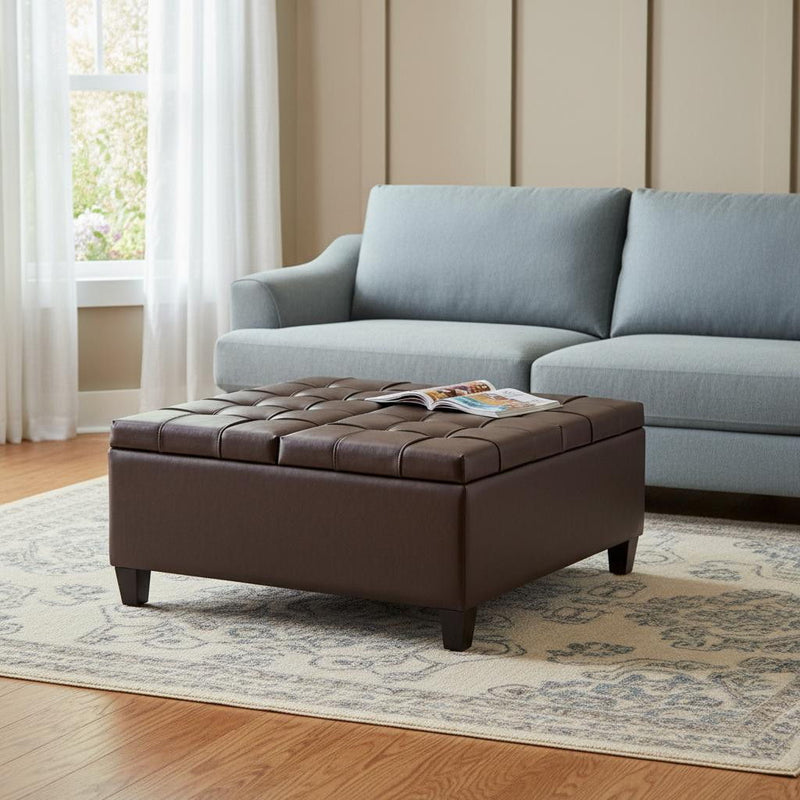 36" Cocktail Ottoman With Storage - Brown / Espresso