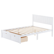 Load image into Gallery viewer, Full Size Platform Bed With Under Bed Drawers - White
