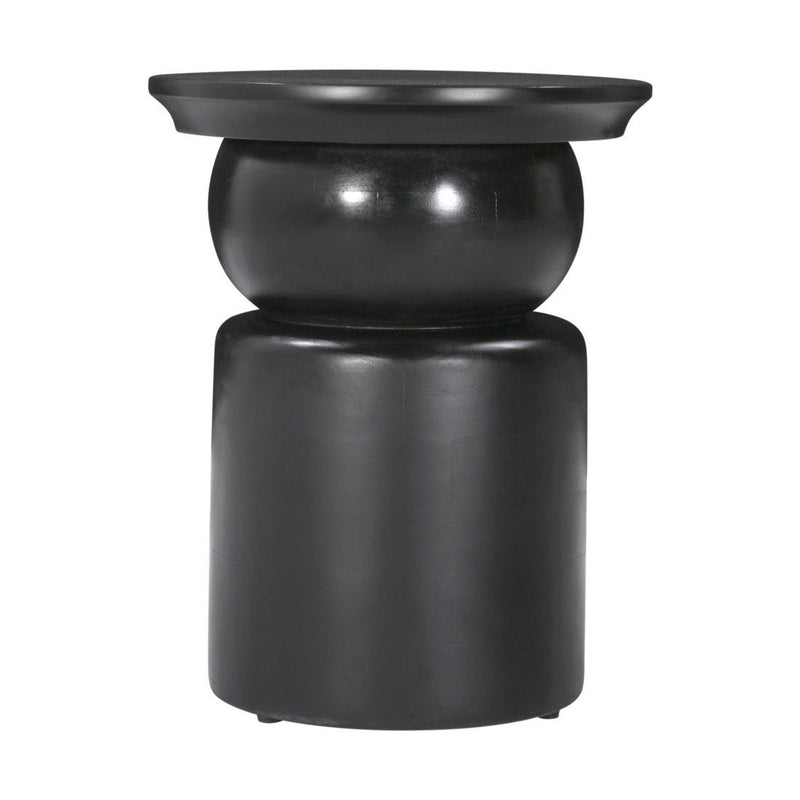 20" Solid Wood Round Drum End Table - Black
