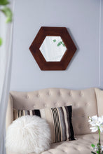 Load image into Gallery viewer, Hexagon Mirror With Natural Wood Frame, Wall Decor For Living Room Bathroom Hallway
