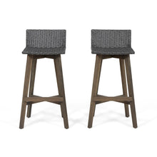 Load image into Gallery viewer, Equinox - Outdoor Barstool With Rattan Wicker Top And X Stretcher Frame (Set of 2)
