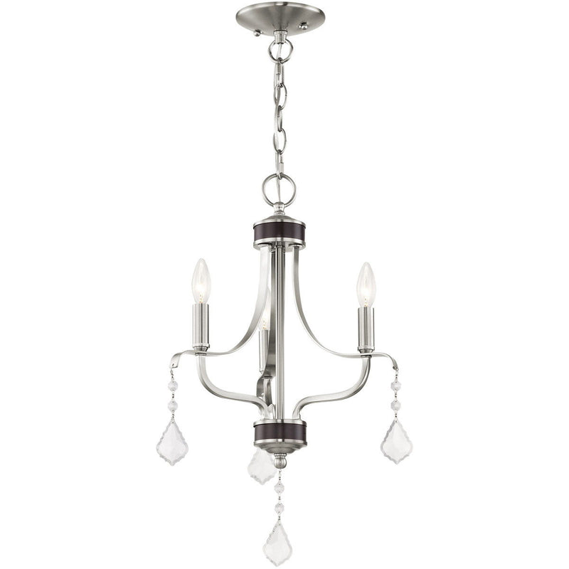 20" Three Light Dimmable Chandelier With Shades - Nickel