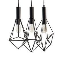 Load image into Gallery viewer, Three Light Metal Chandelier With Shades - Black / Clear
