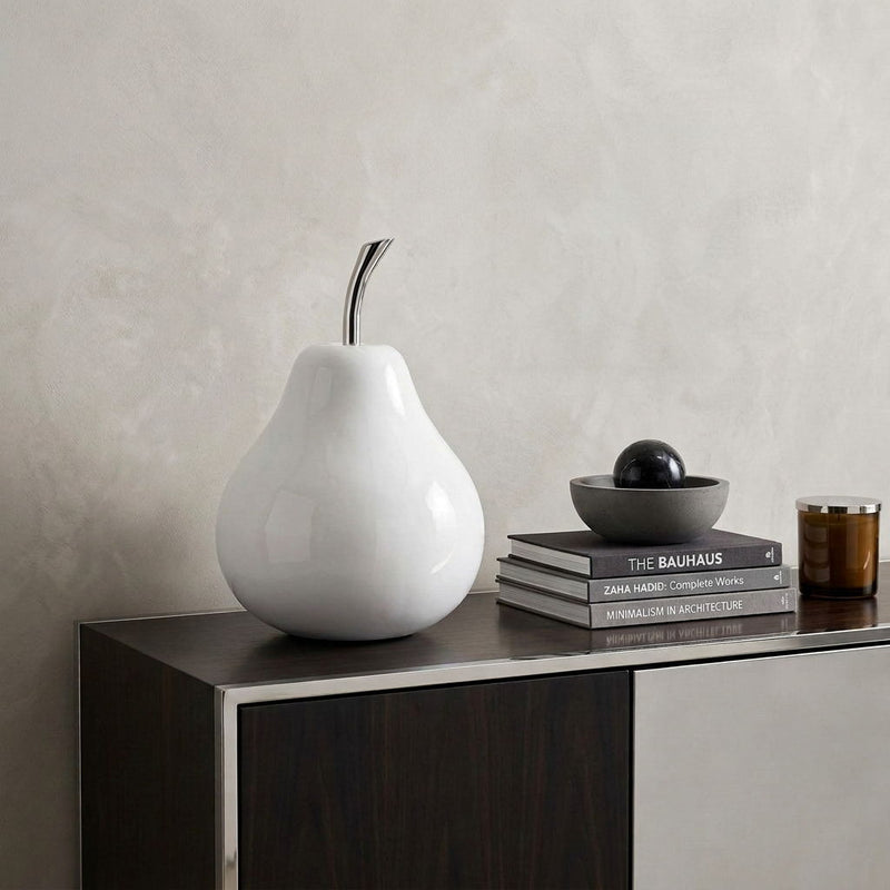 Jumbo Pear Shaped Accent Home Decor - White