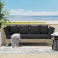 Load image into Gallery viewer, Outdoor Patio Daybed Sofa, 3 Seat Sofa With Foldable Arm 4 Back Pillows
