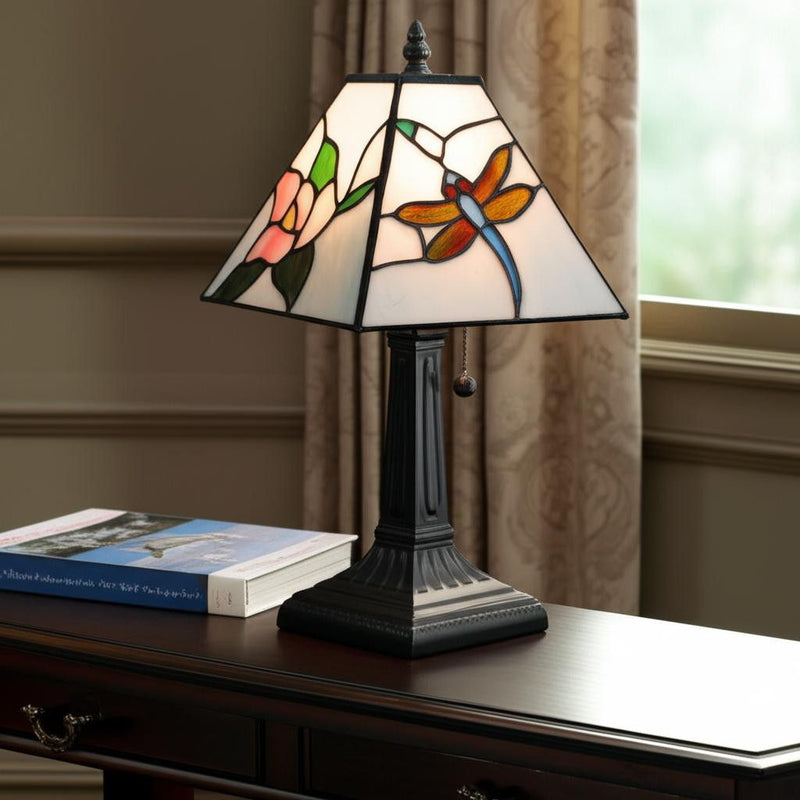 15" Metal Candlestick Table Lamp With White Empire Shade - Dark Brown