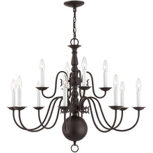Load image into Gallery viewer, 26" Twelve Light Dimmable Chandelier With Shades - Bronze
