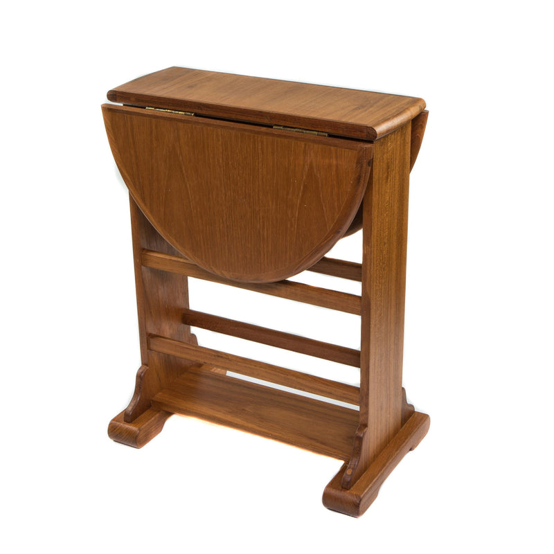 Solid Wood Oval Drop Leaf End Table - Brown