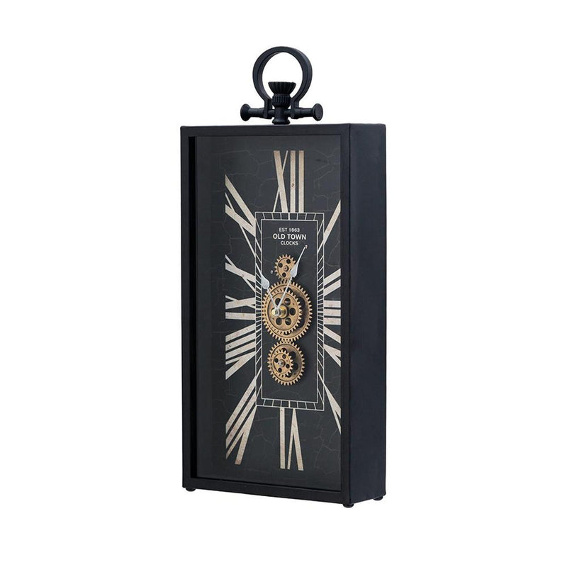Analog Vintage Style Crackle Wall Clock (485986) - Black / Gold
