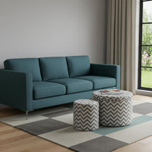 Load image into Gallery viewer, Polyester Blend Round Geometric Footstool Ottoman - Gray
