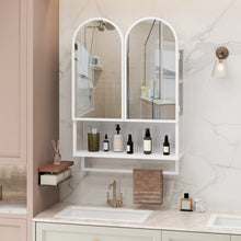 Load image into Gallery viewer, Double Arched Mirror Wall Cabinet With 2 Doors, Featuring Adjustable Shelves And Towel Rack
